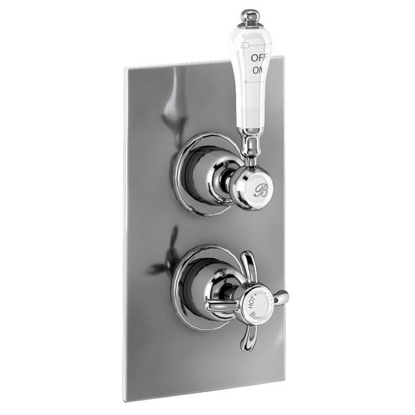 Burlington Trent Anglesey Concealed Valve w Straight Arm & 9" Rose - Brass Backplate Feature Large I