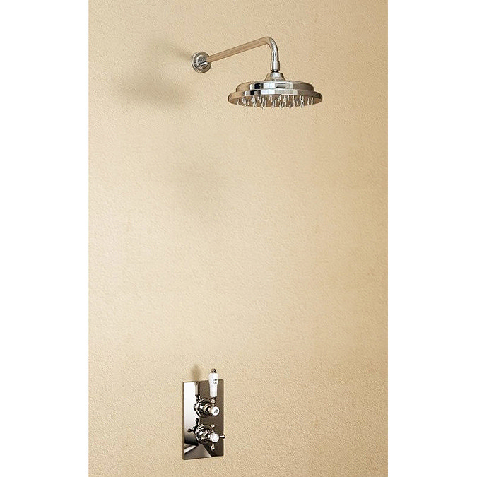 Burlington Trent Anglesey Concealed Valve w Straight Arm & 9" Rose - Brass Backplate Large Image