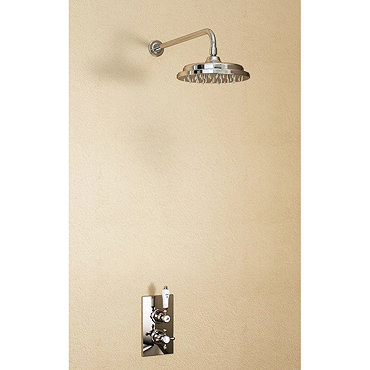 Burlington Trent Anglesey Concealed Valve w Straight Arm & 9" Rose - Brass Backplate Profile Large I