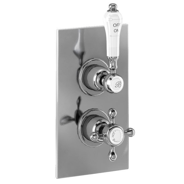 Burlington Trent Claremont Concealed Valve w Straight Arm & 9" Rose - Brass Backplate Feature Large