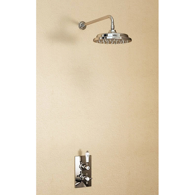 Burlington Trent Claremont Concealed Valve w Straight Arm & 9" Rose - Brass Backplate Large Image