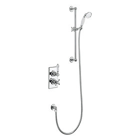 Burlington Trent Thermostatic Concealed Single Outlet Shower Valve with Slide Rail, Hose & Handset L