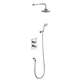 Burlington Trent Thermostatic Concealed Two Outlet Diverter Shower Valve, Hose & Handset with Fixed