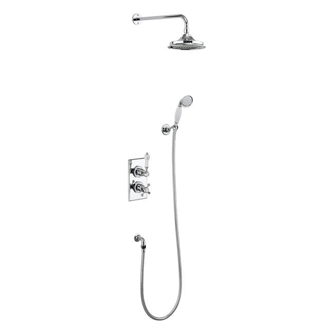 Burlington Trent Thermostatic Concealed Two Outlet Diverter Shower Valve, Hose & Handset with Fixed 