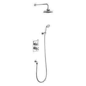 Burlington Trent Thermostatic Concealed Two Outlet Diverter Shower Valve, Hose & Handset with Fixed 