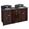 Burlington Two Vanity Units & Vanity Joining Unit with Granite & Inset Basins - Mahogany Large Image