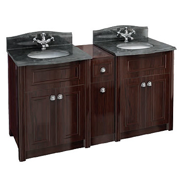 Burlington Two Vanity Units & Vanity Joining Unit with Granite & Inset Basins - Mahogany Profile Large Image