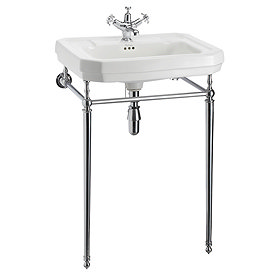 Burlington Victorian Large Basin and Chrome Wash Stand - Various Tap Hole Options Large Image