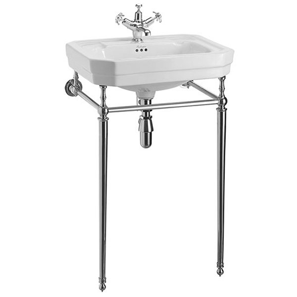 Burlington Victorian Medium Basin and Chrome Wash Stand - Various Tap Hole Options Large Image