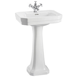 Burlington Victorian Medium Basin and Pedestal - Various Tap Hole Options Large Image
