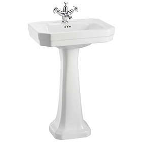 Burlington Victorian Medium Basin and Pedestal - Various Tap Hole Options Large Image