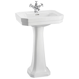 Burlington Victorian Medium Basin and Regal Pedestal - Various Tap Hole Options Large Image