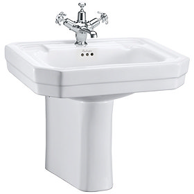 Burlington Victorian Medium Basin and Semi Pedestal - Various Tap Hole Options Large Image