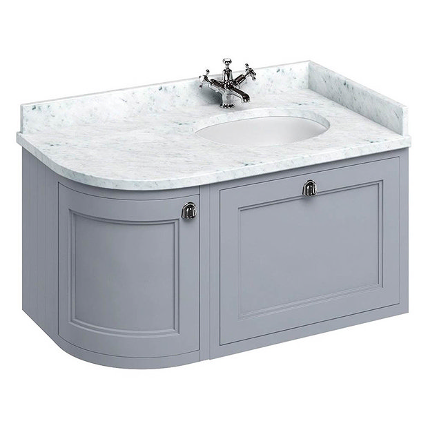 Burlington Wall Hung 100 Curved Corner Vanity Unit & Minerva Worktop