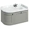 Burlington Wall Hung 100 Curved Corner Vanity Unit & Minerva Worktop with Basin (Dark Olive - Right
