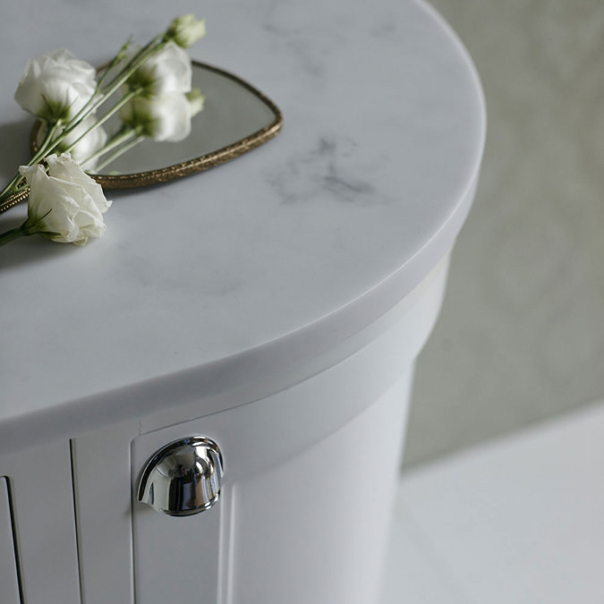 Burlington Wall Hung 100 Curved Corner Vanity Unit & Minerva Worktop with Basin (Matt White - Left H