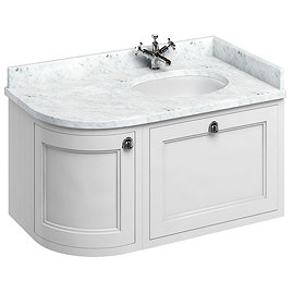 Burlington Wall Hung 100 Curved Corner Vanity Unit & Minerva Worktop with Basin (Matt White - Right 