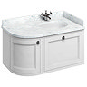 Burlington Wall Hung 100 Curved Corner Vanity Unit & Minerva Worktop with Basin (Matt White - Right