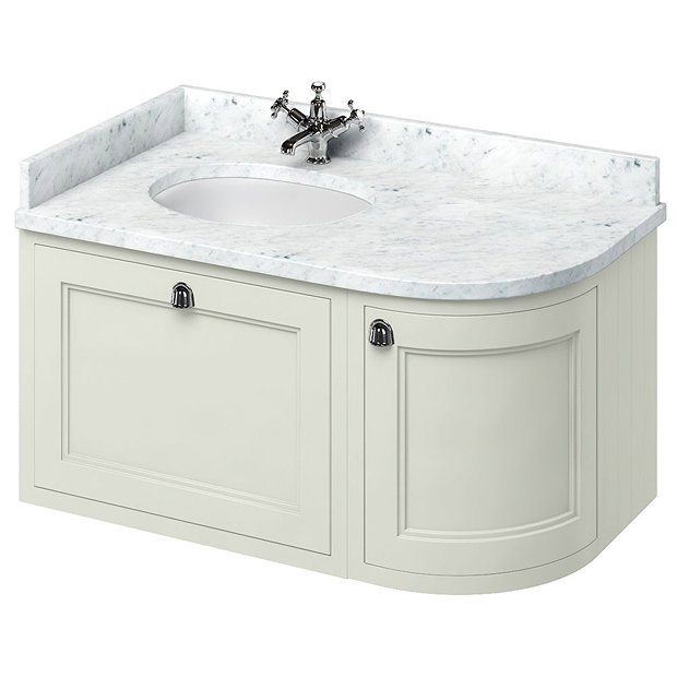 Burlington Wall Hung 100 Curved Corner Vanity Unit & Minerva Worktop