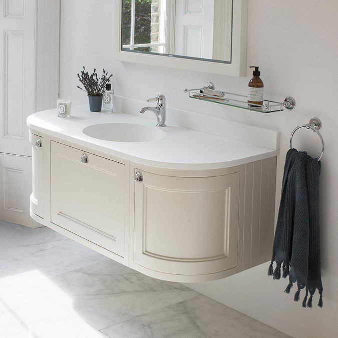 Burlington Wall Hung 134 Curved Vanity Unit & Minerva Worktop with Basin - Classic Grey Profile Lar