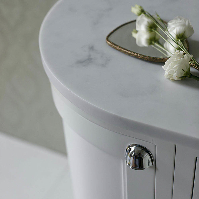 Burlington Wall Hung 134 Curved Vanity Unit & Minerva Worktop with Basin - Classic Grey Feature Lar