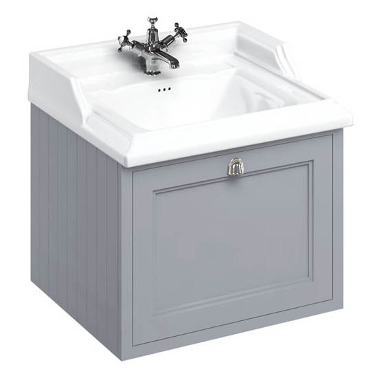 Burlington Wall Hung 65 Single Drawer Vanity Unit & Classic Basin - Classic Grey Large Image