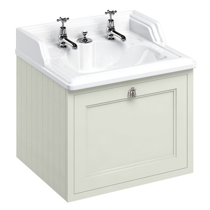 Burlington Wall Hung 65 Single Drawer Vanity Unit & Classic Invisible Overflow/Waste Basin (Sand - 2