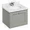 Burlington Wall Hung 65 Single Drawer Vanity Unit & Minerva Worktop with Basin - Dark Olive Large Im