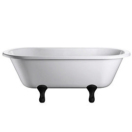 Burlington - Windsor Double Ended 1700mm Freestanding Bath with Black Classical Legs Large Image