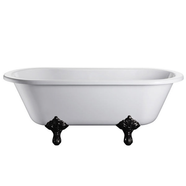 Burlington - Windsor Double Ended 1700mm Freestanding Bath with Black Traditional Legs Large Image