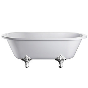 Burlington - Windsor Double Ended 1700mm Freestanding Bath with White Traditional Legs Large Image