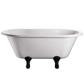 Burlington - Windsor Double Ended 1500mm Freestanding Bath with Black Classical Legs Large Image