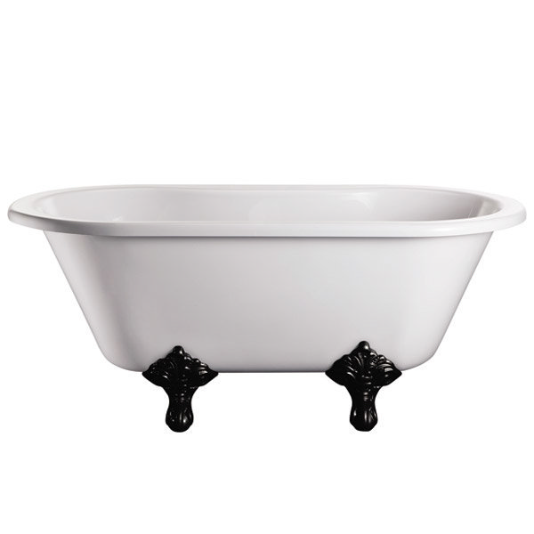 Burlington - Windsor Double Ended 1500mm Freestanding Bath with Black Traditional Legs Large Image