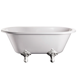 Burlington - Windsor Double Ended 1500mm Freestanding Bath with White Traditional Legs Large Image