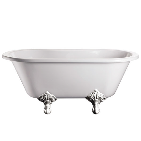 Burlington - Windsor Double Ended 1500mm Freestanding Bath with White Traditional Legs Large Image
