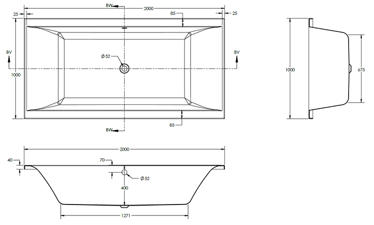 2000 x 1000mm
