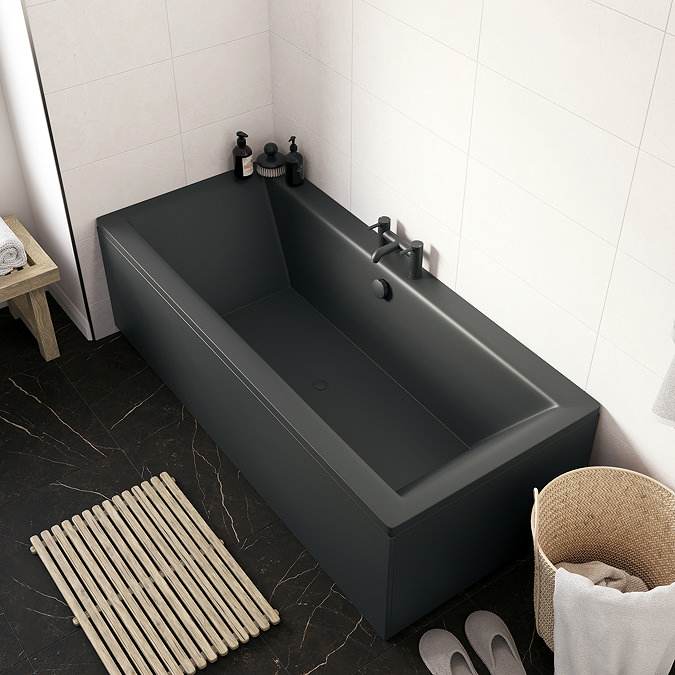 Buxton Matt Black Double Ended Bath with Matching Front Panel