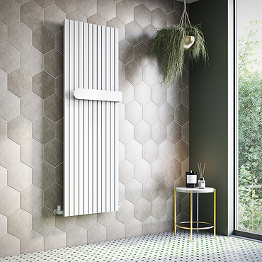 Cadiz 1600 x 530 Designer Radiator with Towel Bar White