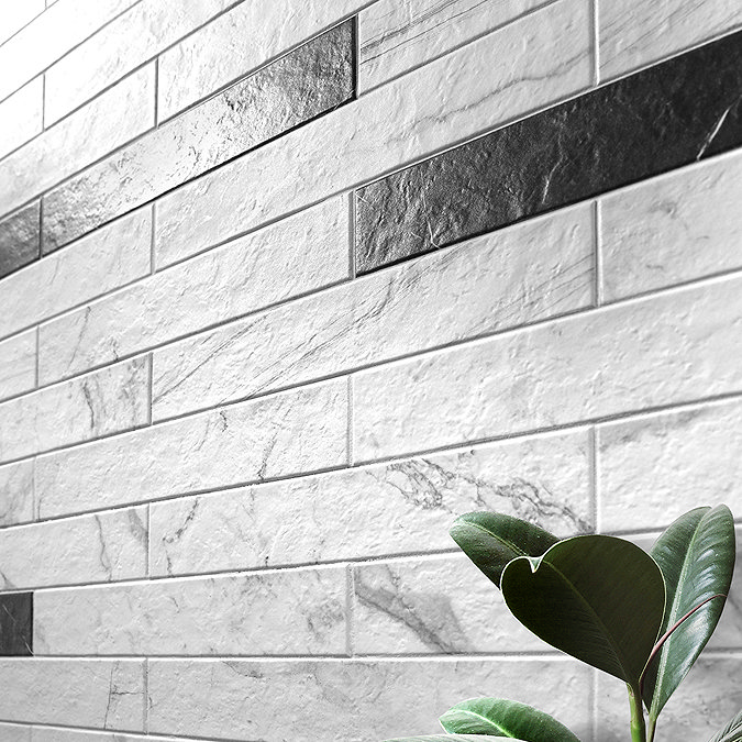 Calabor White Marble Stone Effect Tiles - 80 x 442mm