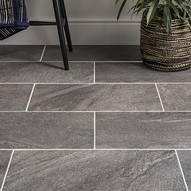 Calanna Anthracite Gloss Speckled Stone Effect Tiles - 300 x 600mm