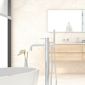 Calanna Gloss Ivory Stone Effect Wall and Floor Tiles - 300 x 600mm