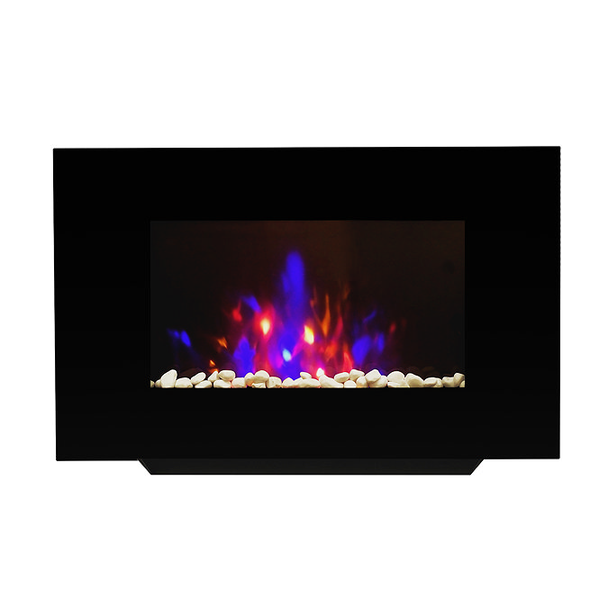 Caldo Aurora Black Glass Wall Mounted Electric Fire