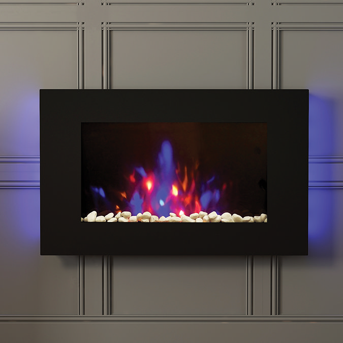Caldo Aurora Black Glass Wall Mounted Electric Fire