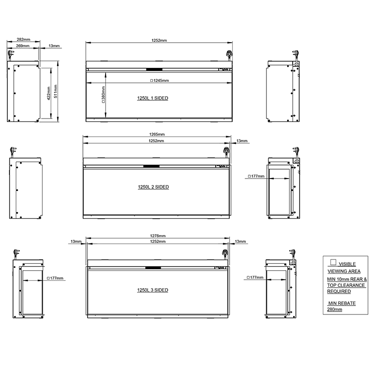 Caldo Axis 1250mm Media Wall Electric Fire