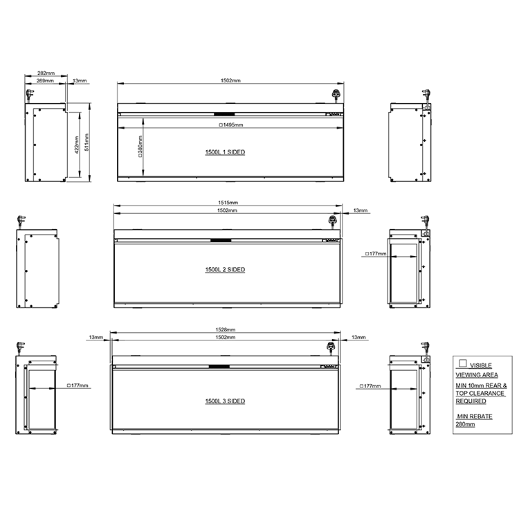Caldo Axis 1500mm Media Wall Electric Fire