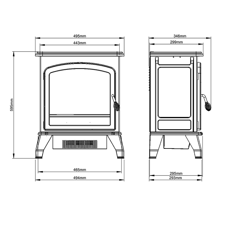 Caldo Blackwood 495mm Traditional Matt Black Electric Stove