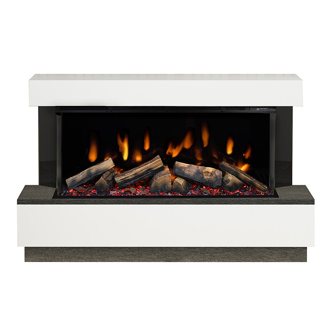Caldo Buxton 1370mm Ash White & Anthracite Timber Electric Fireplace Suite