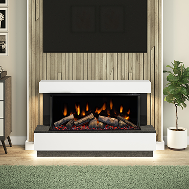 Caldo Buxton 1370mm Ash White & Anthracite Timber Electric Fireplace Suite
