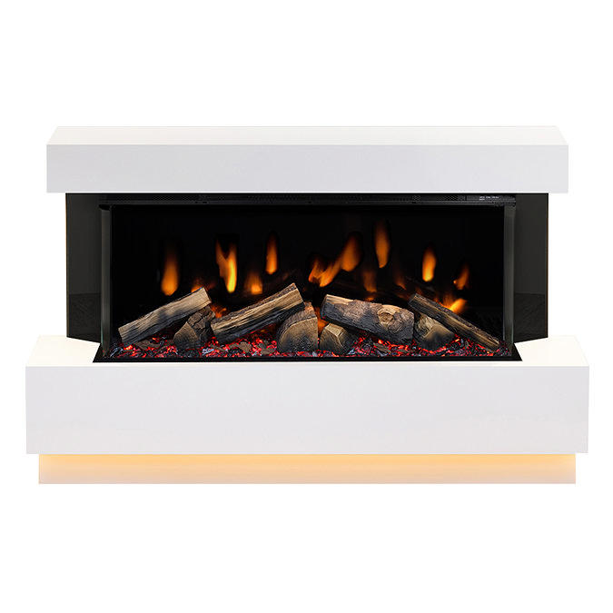 Caldo Buxton 1370mm Ash White Timber Electric Fireplace Suite