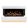 Caldo Buxton 1370mm Ash White Timber Electric Fireplace Suite